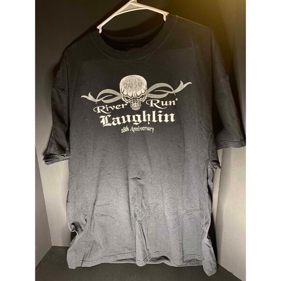Laughlin River Run 28th Anniversary T-Shirt Motorcycle Black Mens 2XL Tee Biker - Picture 2 of 6
